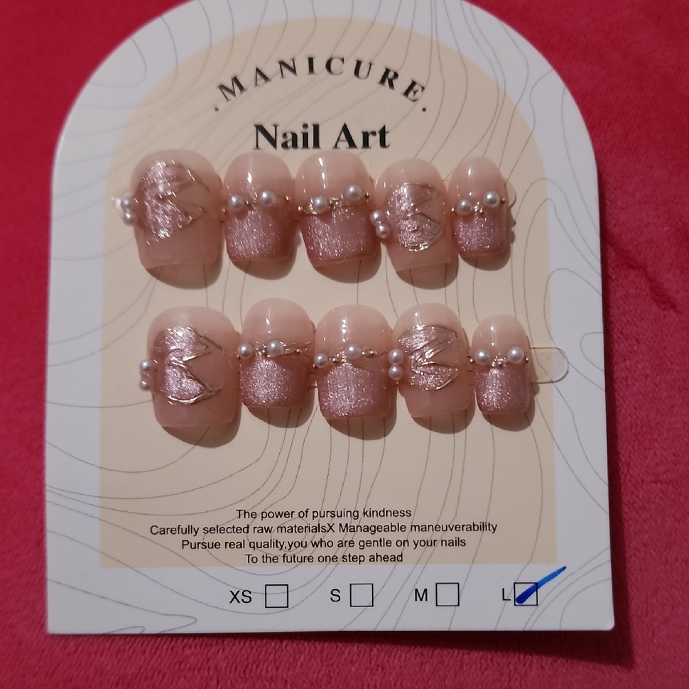 Nude Pink Pearl Accent Press-On Nail Set